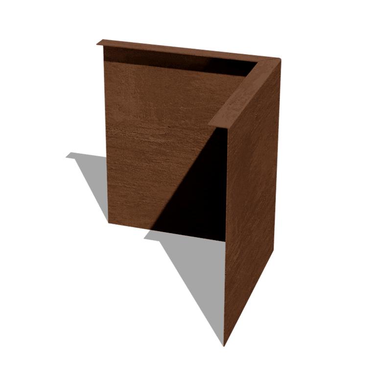 Bordure en acier corten à bord replié 34 cm angle extérieur