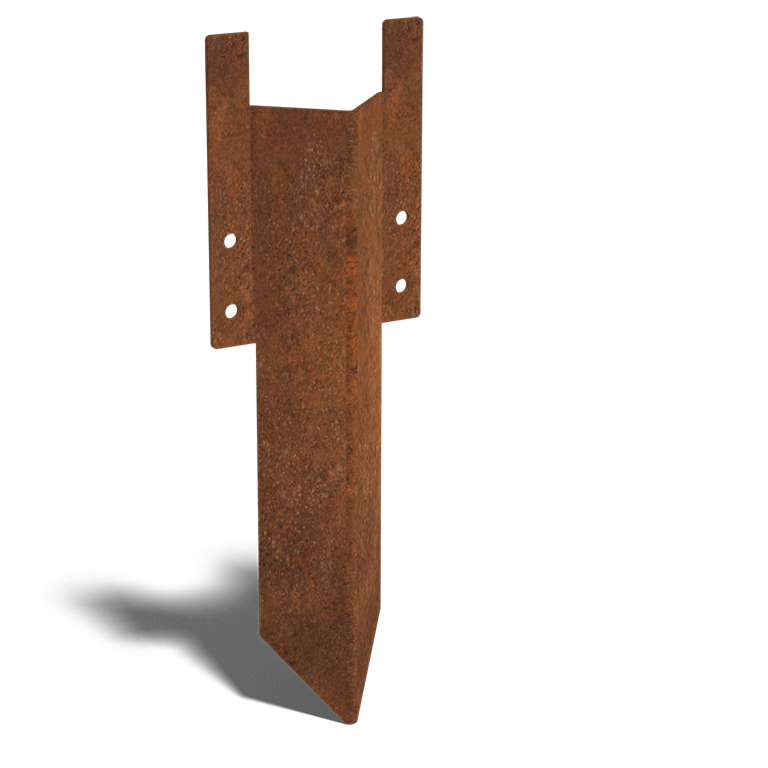 Piquet de terre en acier corten bas 12 - 15 cm