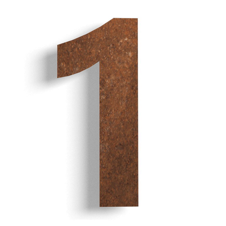 Numéro de maison en acier corten 1 - 15 cm