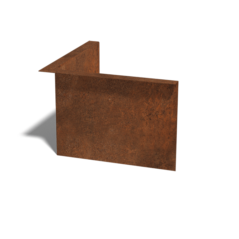 Bordure en acier corten à bord replié 12 cm angle intérieur