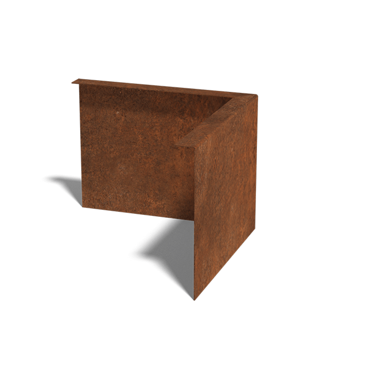 Bordure en acier corten à bord replié 12 cm angle extérieur