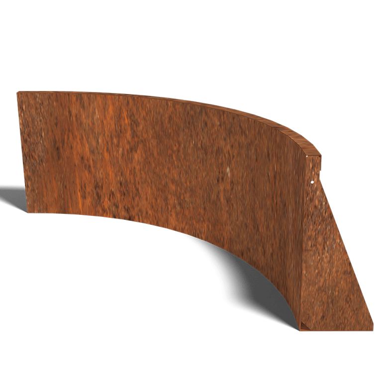 Paroi de soutènement en acier corten courbe intérieure 1000x1000mm (hauteur 500mm)