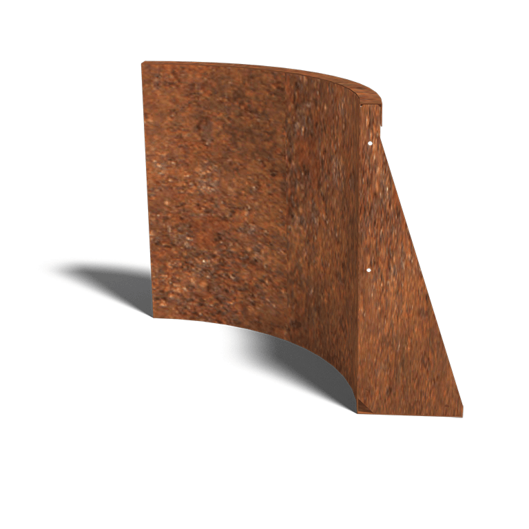Paroi de soutènement en acier corten courbe intérieure 500x500mm (hauteur 600mm)