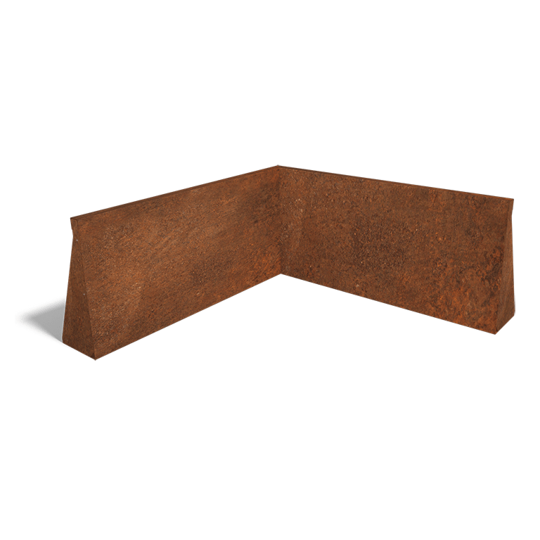 Mur de soutènement d'angle intérieur en acier Corten 100 x 100 cm (hauteur 50 cm)