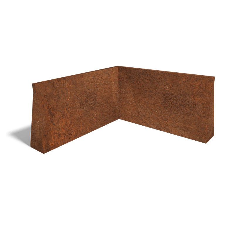 Paroi de soutènement en acier corten angle intérieur 1000x1000mm (hauteur 600mm)