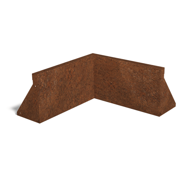 Mur de soutènement d'angle intérieur en acier Corten 50 x 50 cm (hauteur 30 cm)