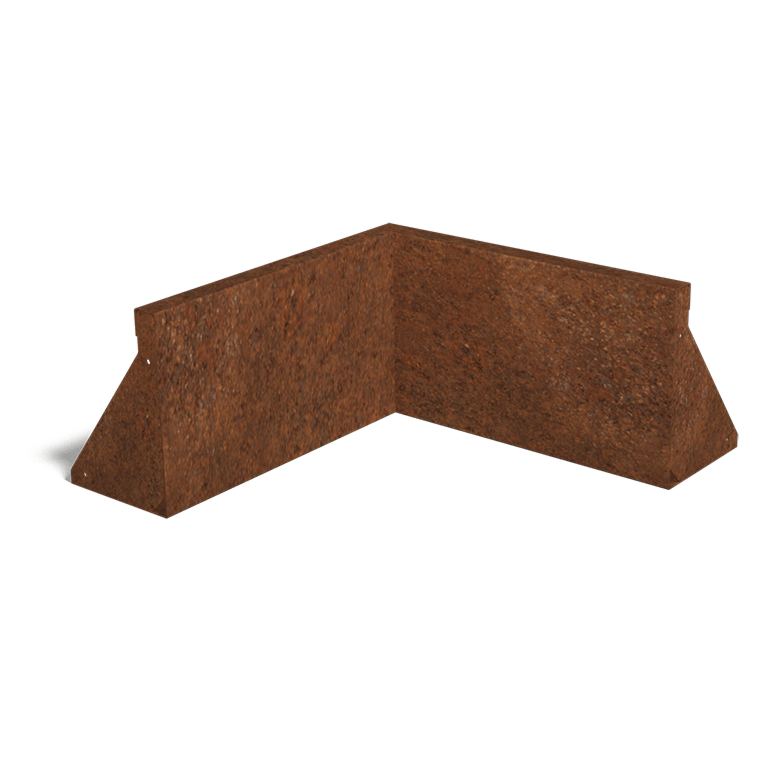 Paroi de soutènement en acier corten angle intérieur 50 x 50 cm (hauteur 30 cm)