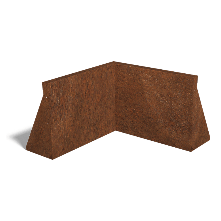 Paroi de soutènement en acier corten angle intérieur 50 x 50 cm (hauteur 40 cm)