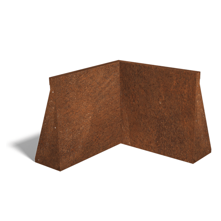 Paroi de soutènement en acier corten angle intérieur 500x500mm (hauteur 500mm)