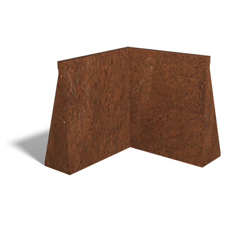 Paroi de soutènement en acier corten angle intérieur 500x500mm (hauteur 600mm)