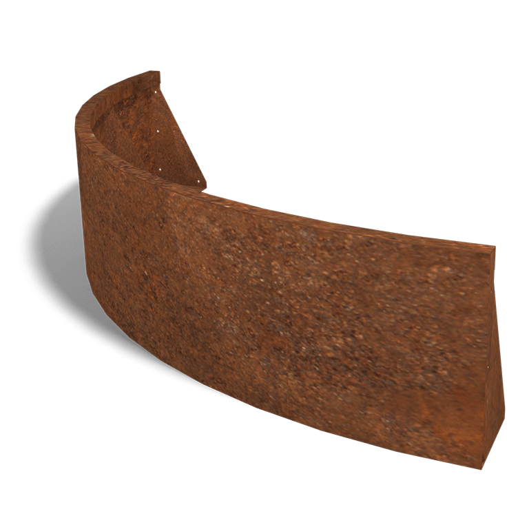 Paroi de soutènement en acier corten courbe extérieure 150 x 150 cm (hauteur 40 cm)