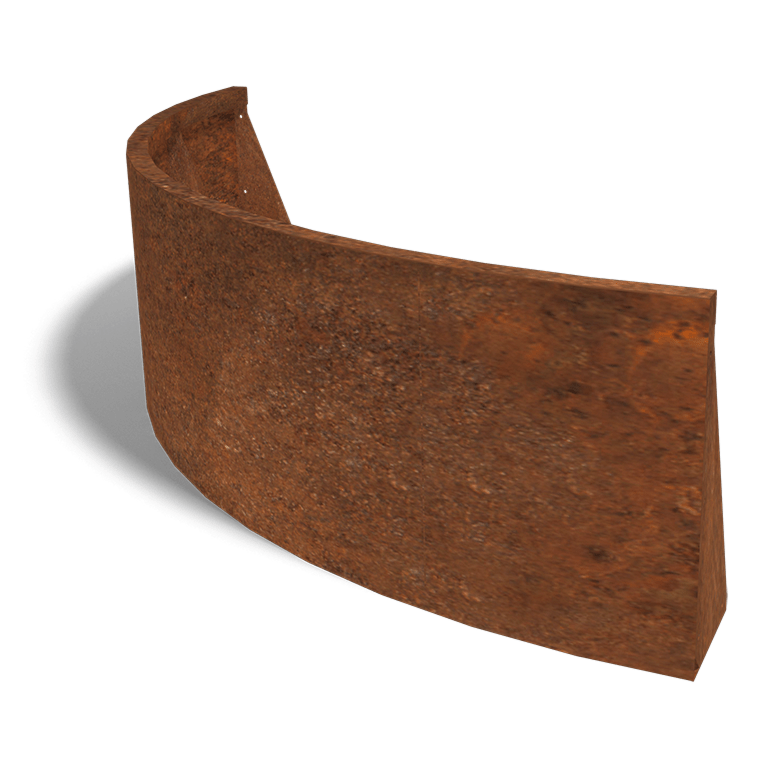 Paroi de soutènement en acier corten courbe extérieure 150 x 150 cm (hauteur 50 cm)