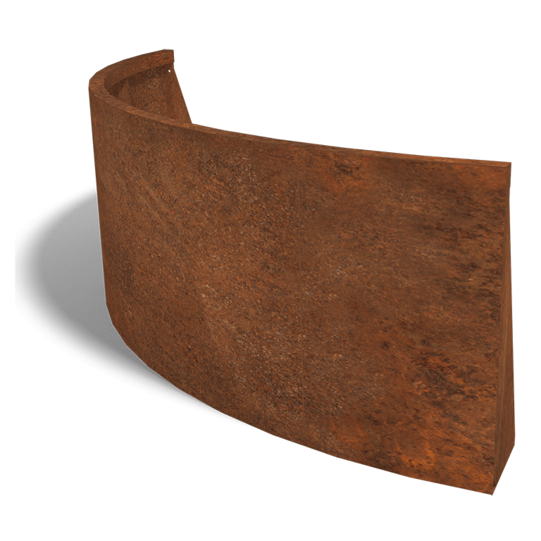 Paroi de soutènement en acier corten courbe extérieure 150 x 150 cm (hauteur 60 cm)