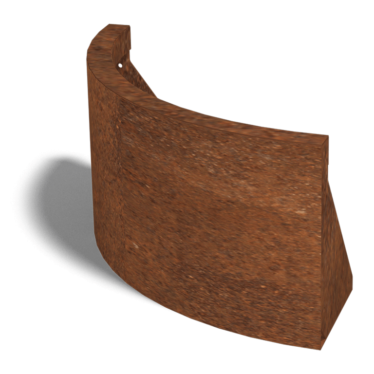 Paroi de soutènement en acier corten courbe extérieure 500x500mm (hauteur 300mm)