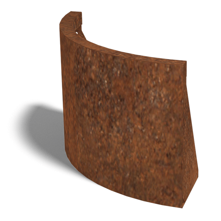 Paroi de soutènement en acier corten courbe extérieure 500x500mm (hauteur 400mm)