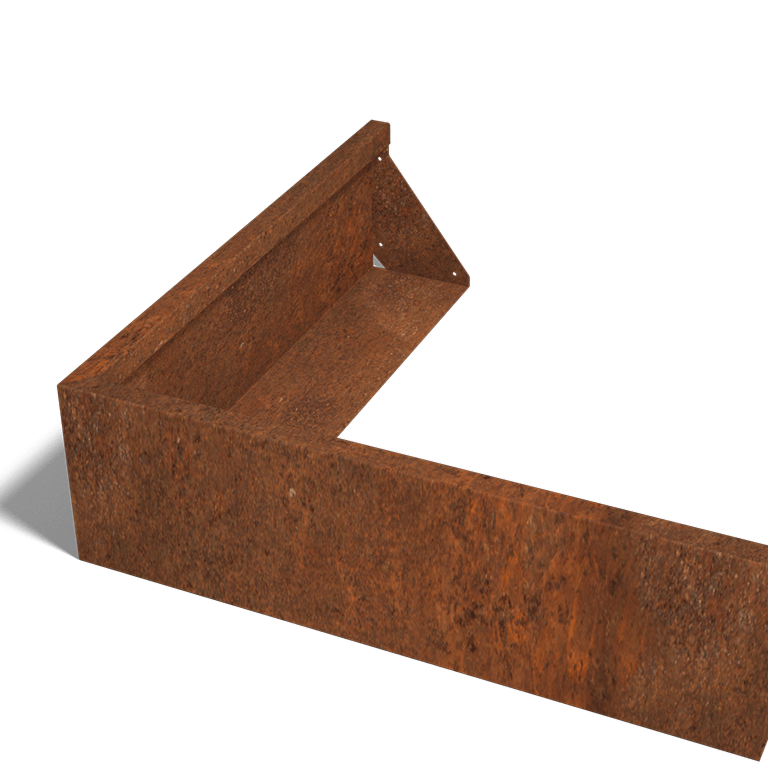 Paroi de soutènement en acier corten angle extérieur 100 x 100 cm (hauteur 30 cm)