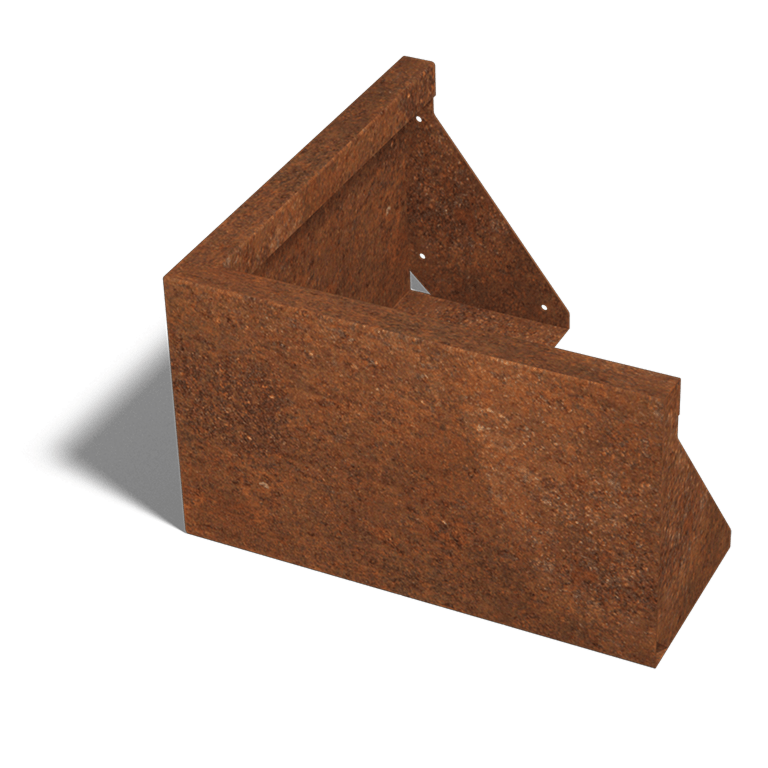 Paroi de soutènement en acier corten angle extérieur 500x500mm (hauteur 300mm)