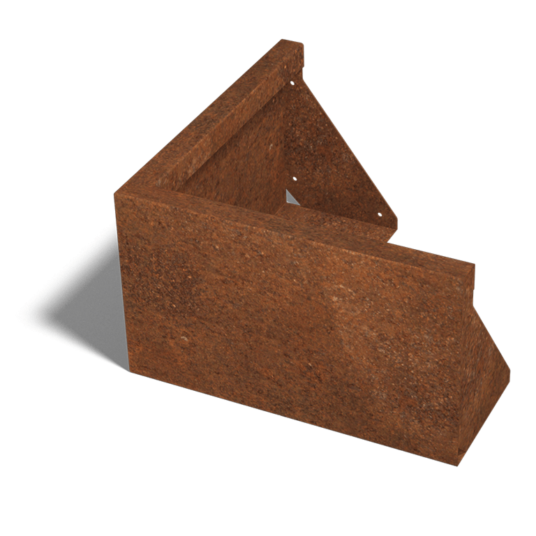 Paroi de soutènement en acier corten angle extérieur 50 x 50 cm (hauteur 30 cm)