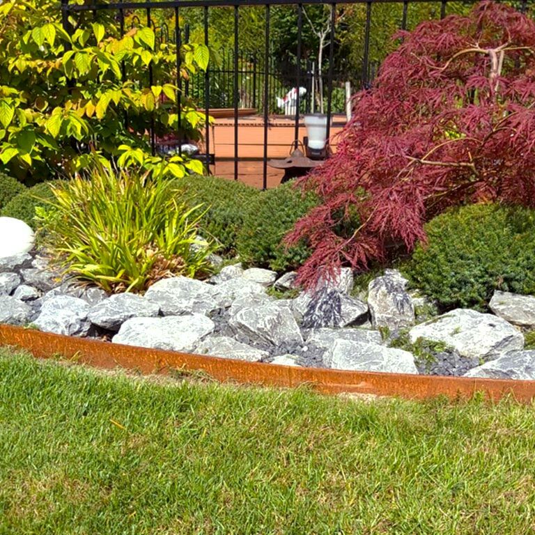 Bordure en acier corten aplatie de 13 cm set complet par 15 mètres