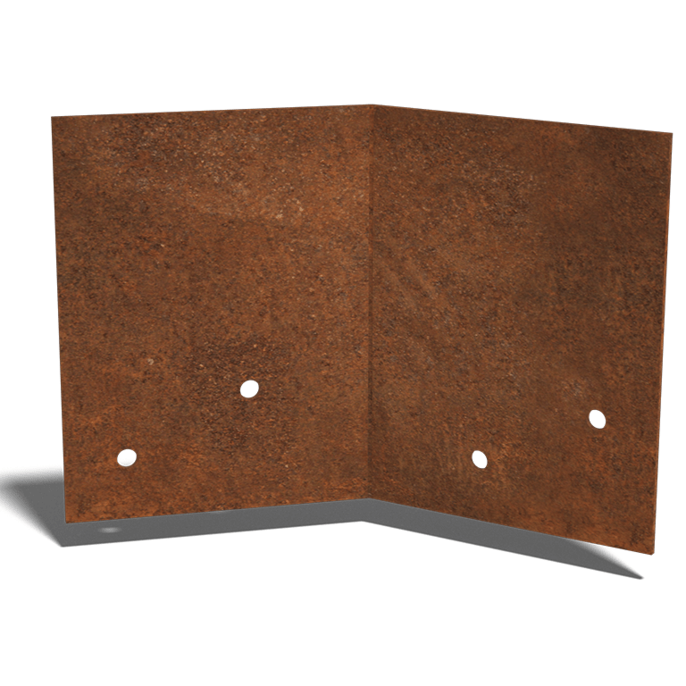 Plaque d'accouplement en acier corten 45º milieu 22 - 25 cm