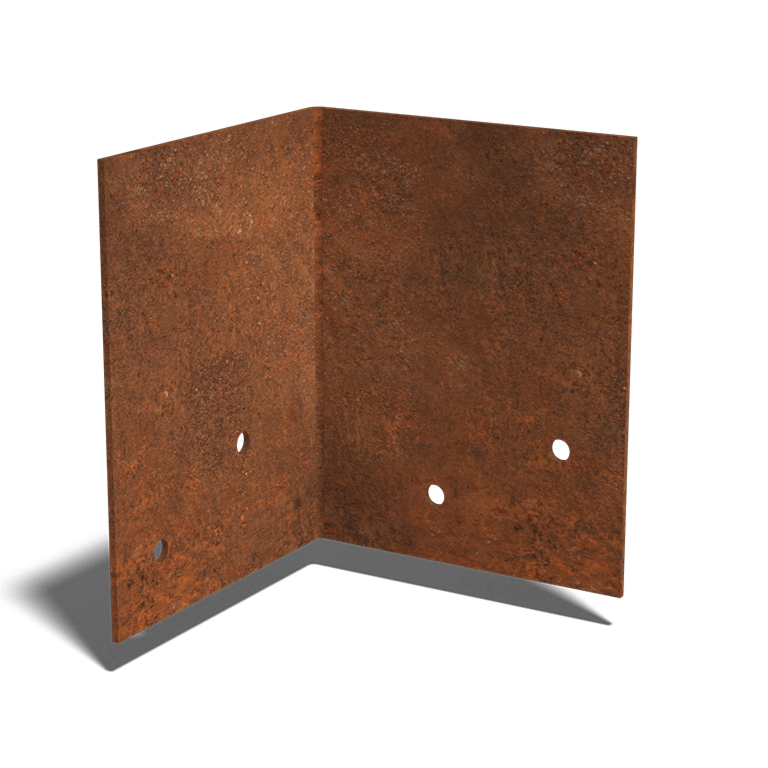 Plaque de jonction en acier corten droite 90º grand