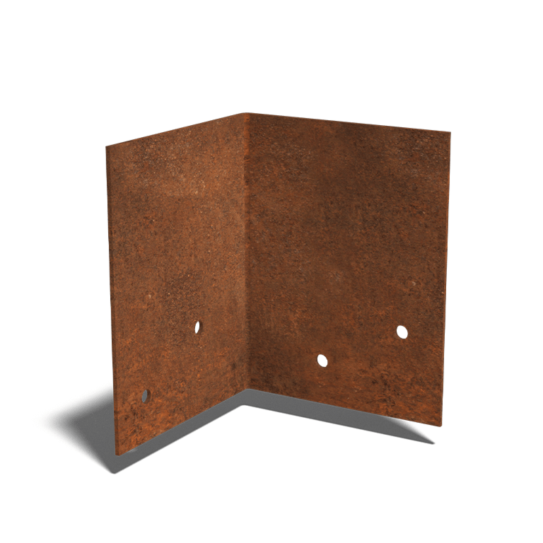 Plaque d'accouplement en acier corten 90º basse 12 - 15 cm