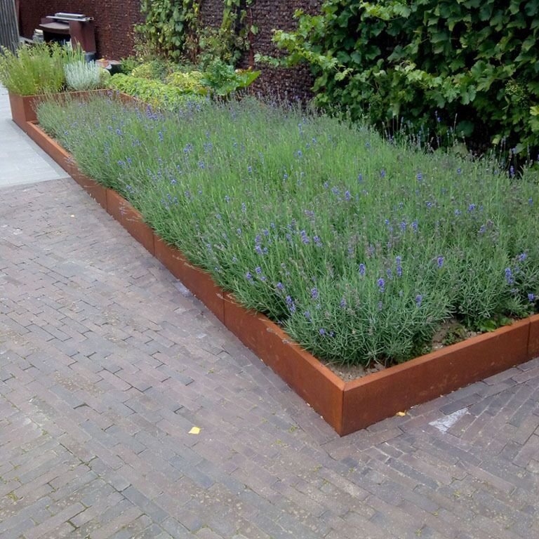 Mur de soutènement en acier corten droit 200 cm (hauteur 30 cm)