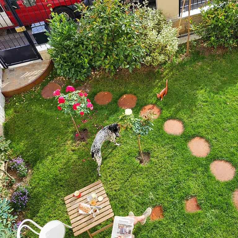 Dalle de cheminement en acier Corten Rond 50