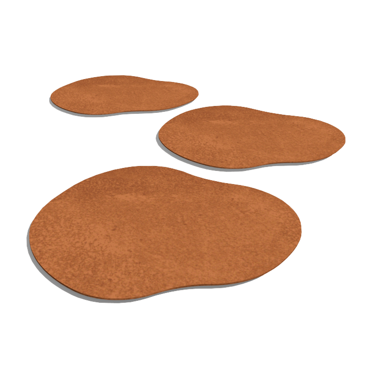 Dalle de cheminement en acier corten organiques 50 x 50 cm