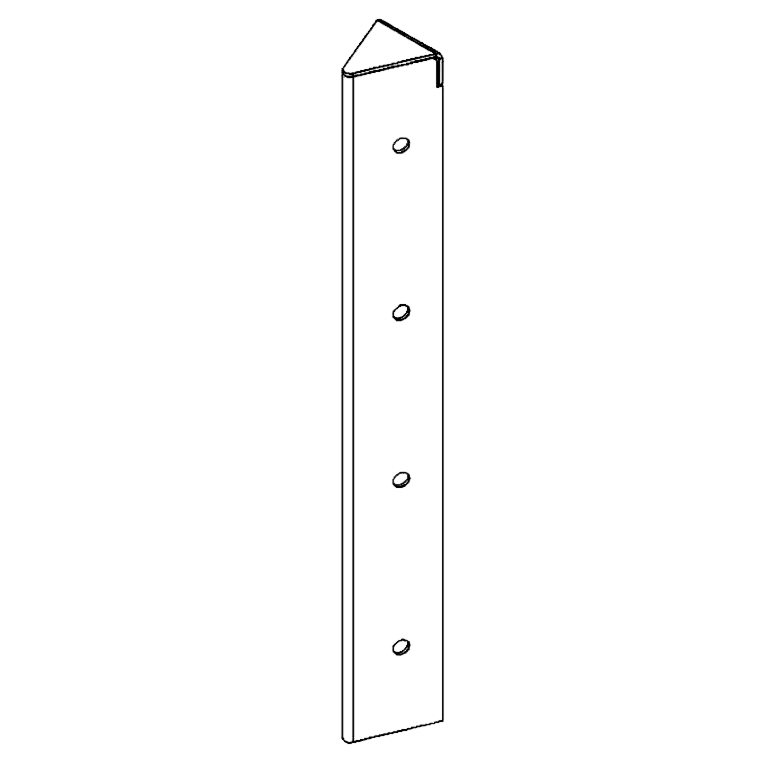 Pièce d'angle en acier corten 45° 40 cm