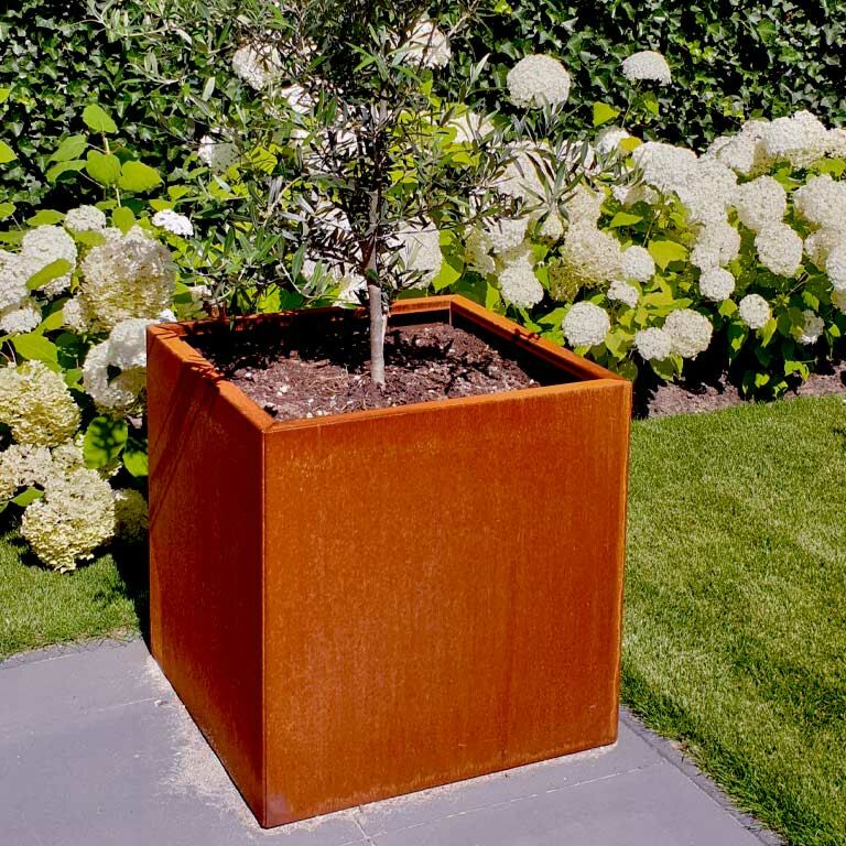 Bac à plantes en acier corten Miami 70 x 70 cm
