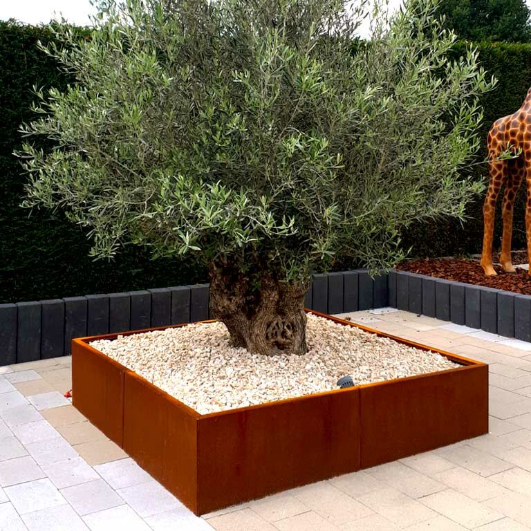 Bac à plantes en acier corten Miami xxl 160 x 160 cm