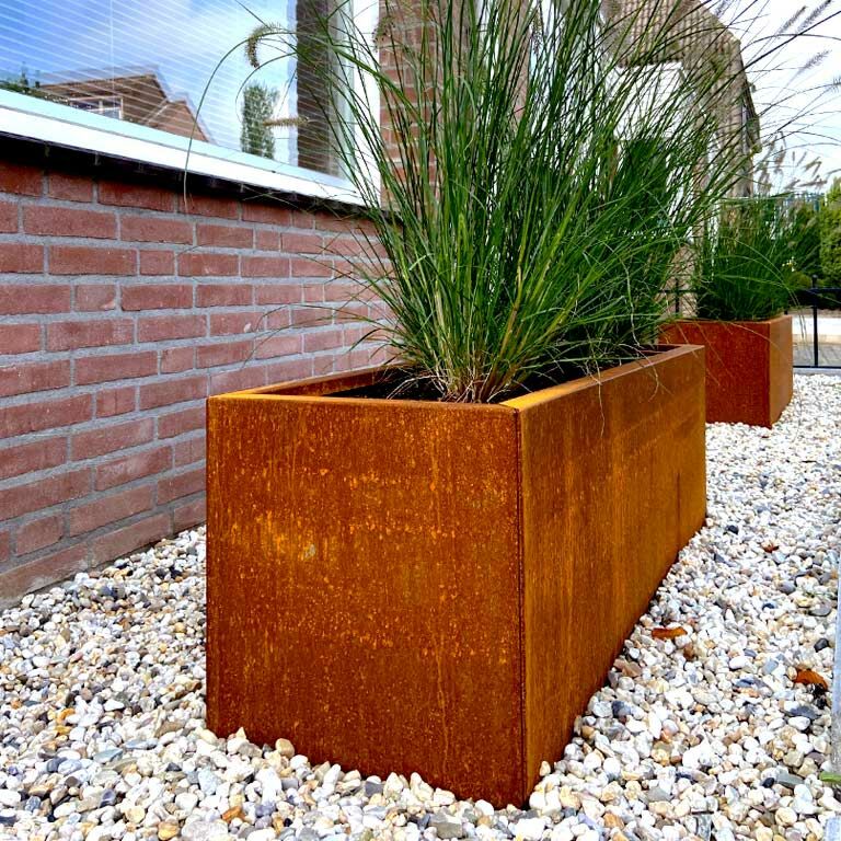 Bac à plantes en acier corten Texas 40 x 100 cm