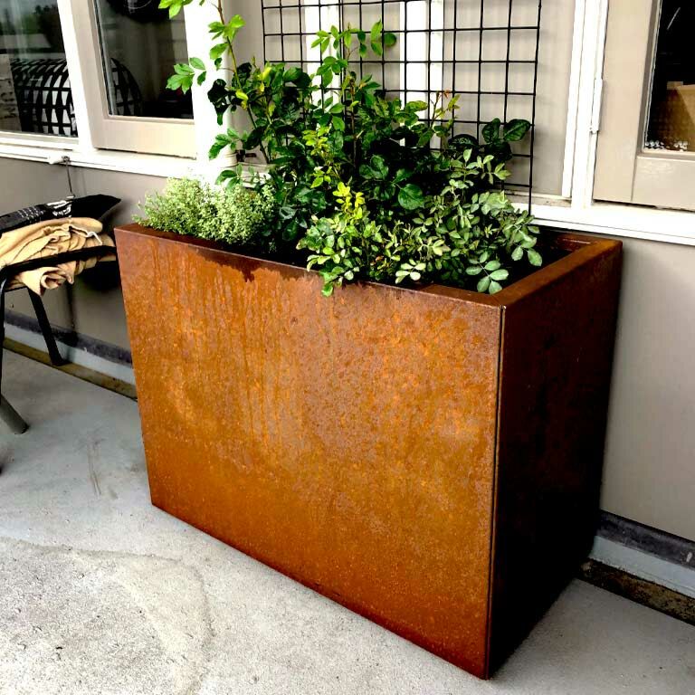 Bac à plantes en acier corten Texas 40 x 80 cm