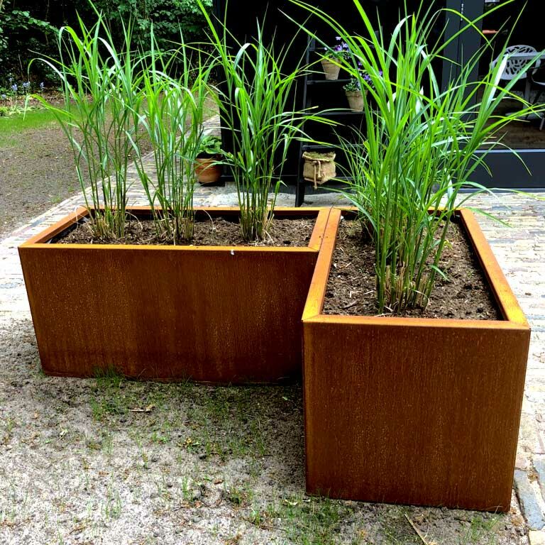 Bac à plantes en acier corten Texas 50 x 100 cm