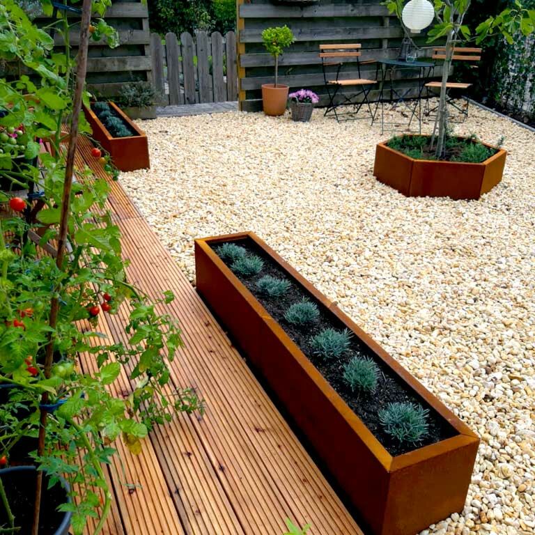 Jardinière en acier corten Texas xxl 160 x 30 cm