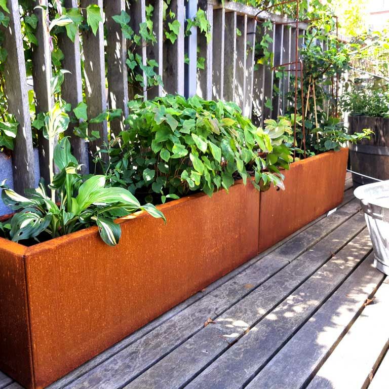 Jardinière en acier corten Texas xxl 200 x 30 cm
