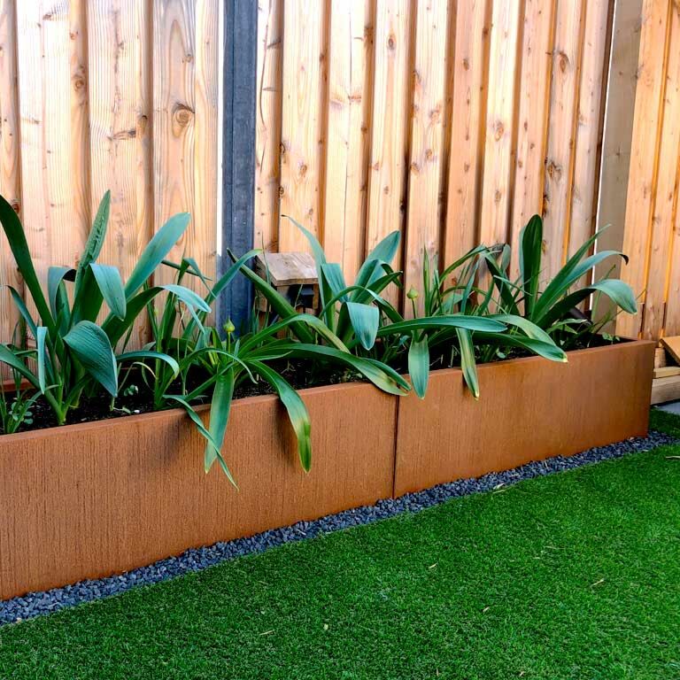 Jardinière en acier corten Texas xxl 240 x 50 cm