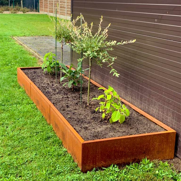 Bac à plantes en acier corten Texas xxl 360 x 80 cm