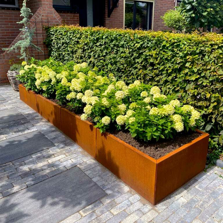 Bac à plantes en acier corten Texas xxl 400 x 30 cm