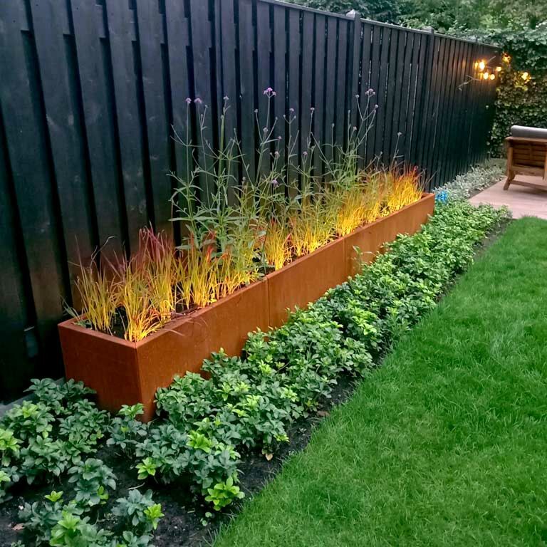 Jardinière en acier corten Texas xxl 400 x 50 cm