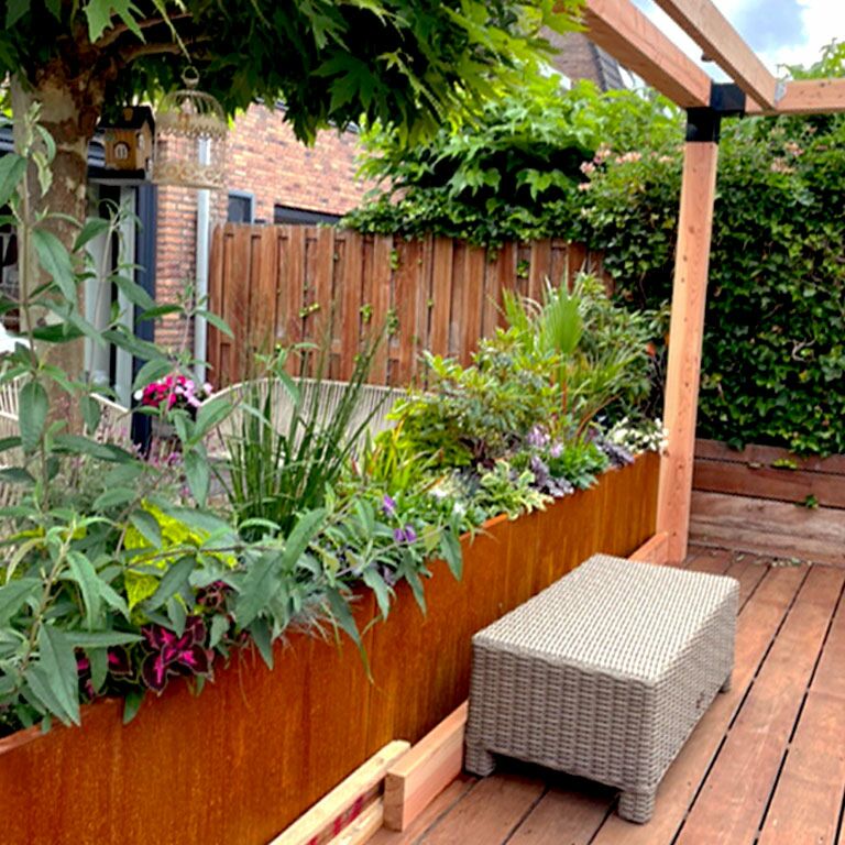 Jardinière en acier corten Texas xxl 480 x 50 cm