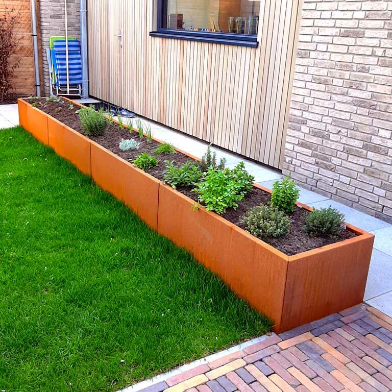 Jardinière en acier corten Texas xxl 480 x 80 cm