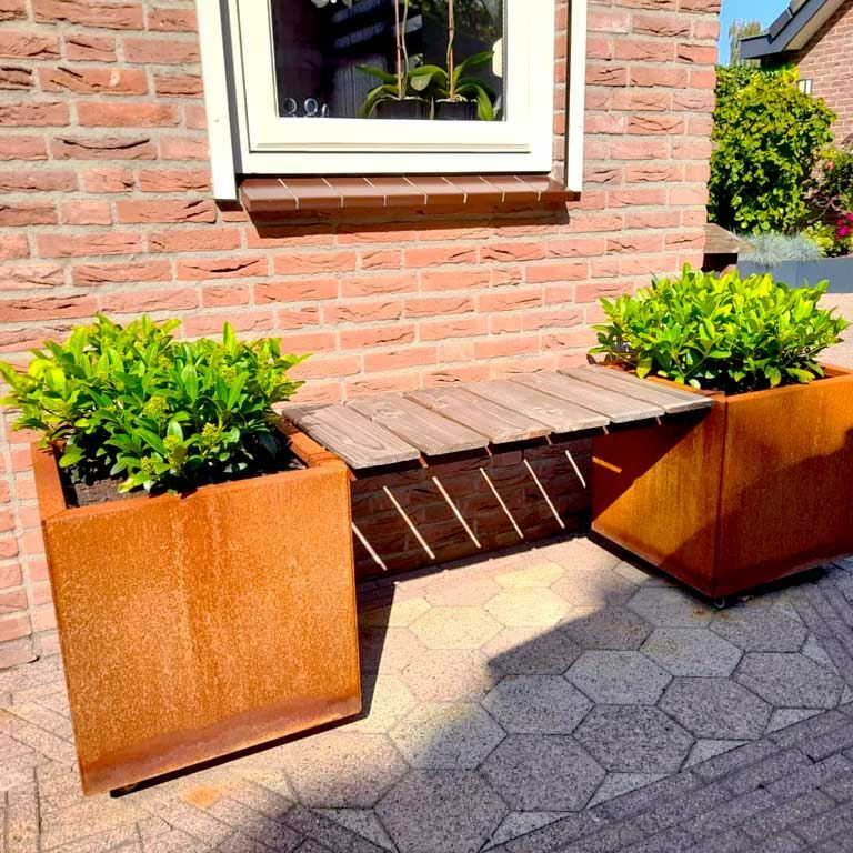 Jardinière en acier Corten avec banc Vegas Miami