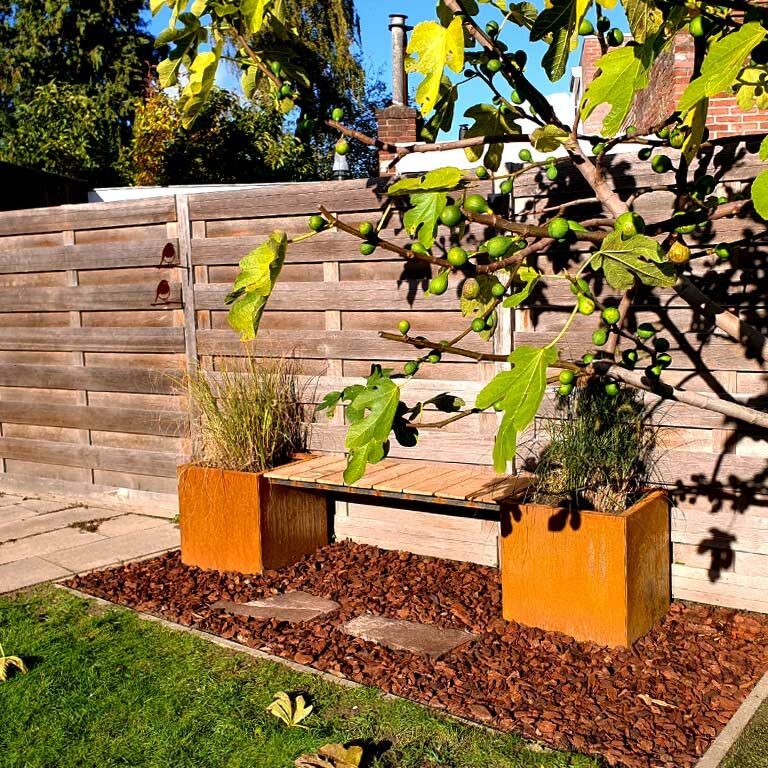 Jardinière en acier Corten avec banc Vegas Miami