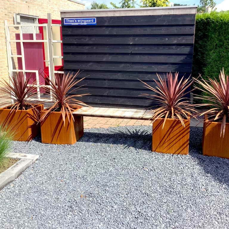 Bac à plantes en acier corten avec banc Vegas Miami