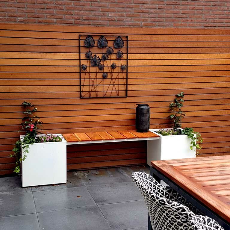 Jardinière en acier peint par poudrage avec banc Vegas Miami