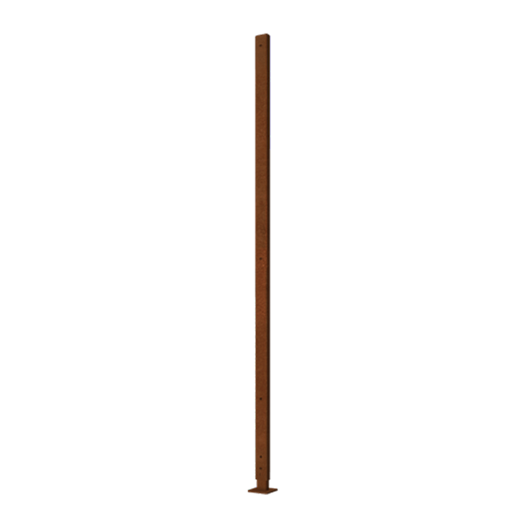 Poteau droit en acier corten avec base plate 190 x 6 x 3 cm