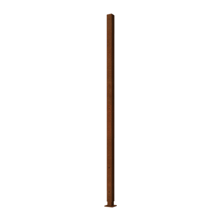 Poteau d'angle en acier corten avec base plate 190 x 6 x 3 cm