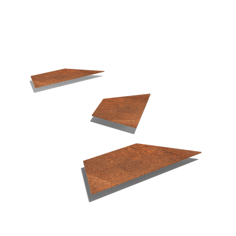 Dalle de cheminement en acier Corten Hexagone HH 50
